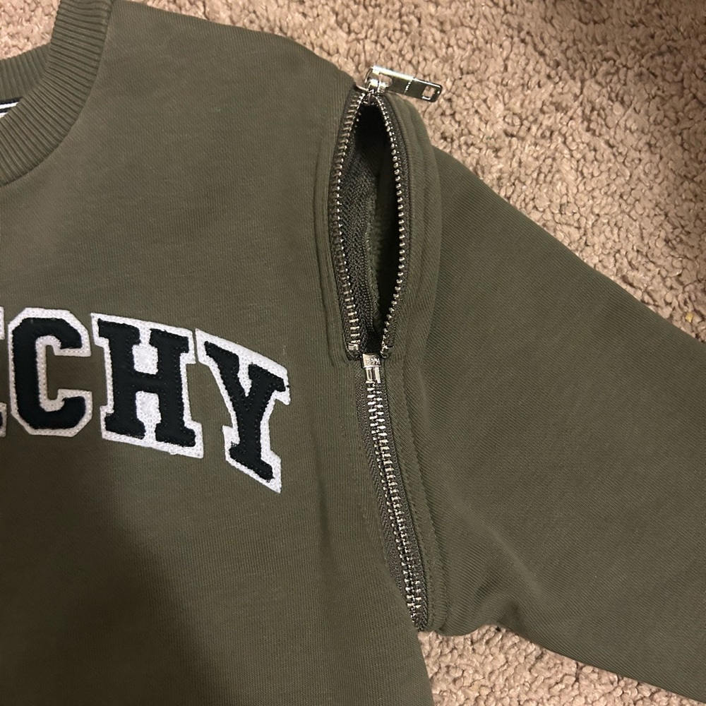 Givenchy kids Olive Sweatshirt with detachable Zipper sleeves converts to vest - Picture 4 of 5